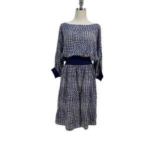 Anthropologie Maeve Dolman Sleeve Gemma Dress Geometric Print Blue